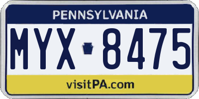 PA license plate MYX8475