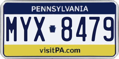 PA license plate MYX8479