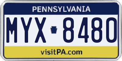 PA license plate MYX8480