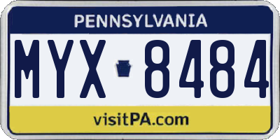 PA license plate MYX8484
