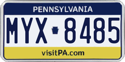 PA license plate MYX8485
