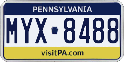 PA license plate MYX8488