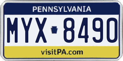 PA license plate MYX8490