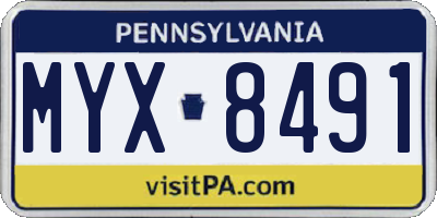 PA license plate MYX8491