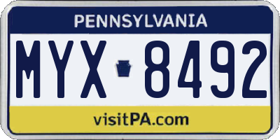 PA license plate MYX8492