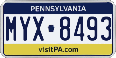PA license plate MYX8493