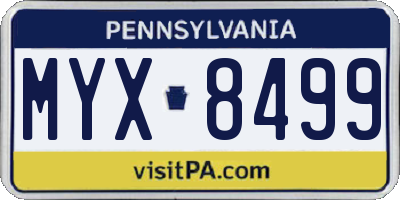 PA license plate MYX8499