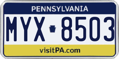 PA license plate MYX8503