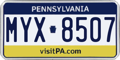 PA license plate MYX8507