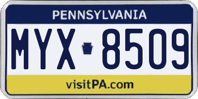 PA license plate MYX8509