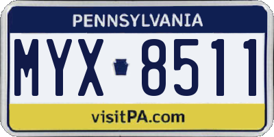 PA license plate MYX8511