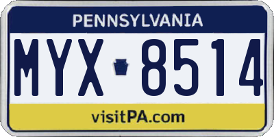 PA license plate MYX8514