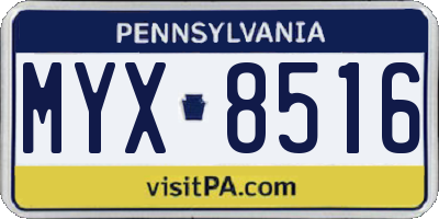 PA license plate MYX8516