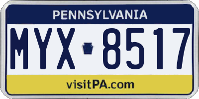PA license plate MYX8517