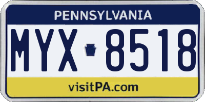 PA license plate MYX8518