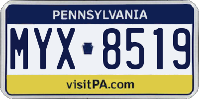 PA license plate MYX8519