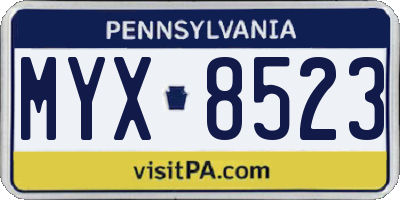 PA license plate MYX8523