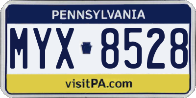 PA license plate MYX8528