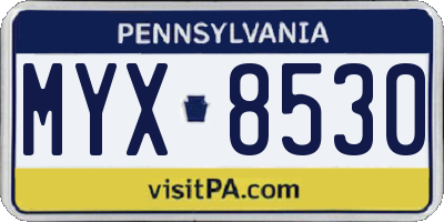 PA license plate MYX8530