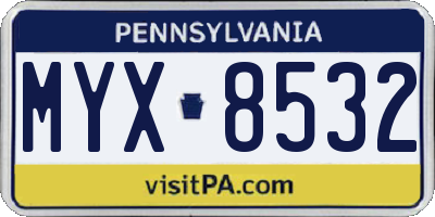 PA license plate MYX8532