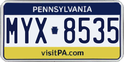 PA license plate MYX8535