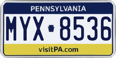 PA license plate MYX8536