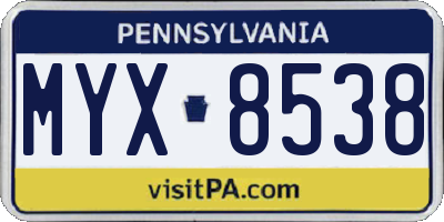 PA license plate MYX8538
