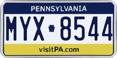 PA license plate MYX8544