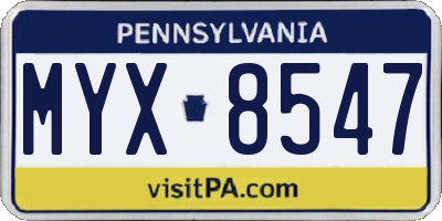 PA license plate MYX8547