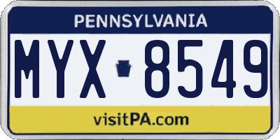 PA license plate MYX8549