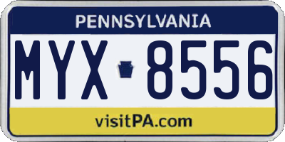 PA license plate MYX8556