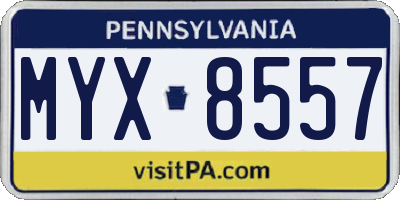 PA license plate MYX8557
