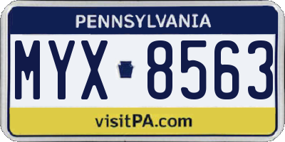 PA license plate MYX8563