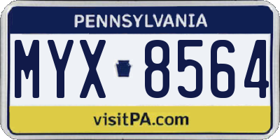 PA license plate MYX8564