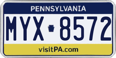 PA license plate MYX8572