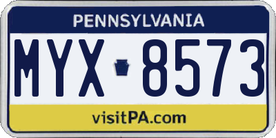 PA license plate MYX8573