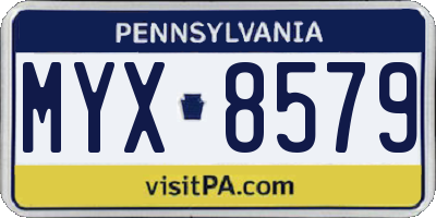 PA license plate MYX8579
