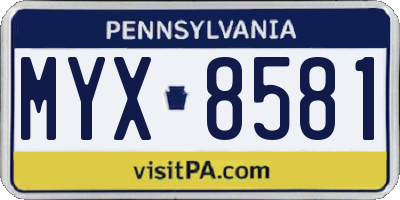 PA license plate MYX8581