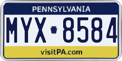 PA license plate MYX8584