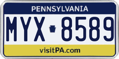 PA license plate MYX8589