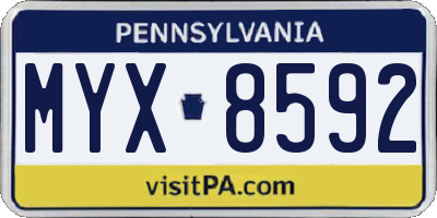 PA license plate MYX8592