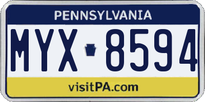 PA license plate MYX8594