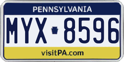 PA license plate MYX8596