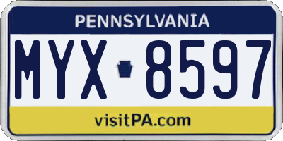 PA license plate MYX8597