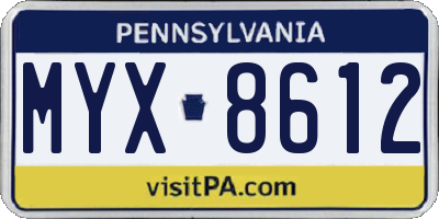 PA license plate MYX8612