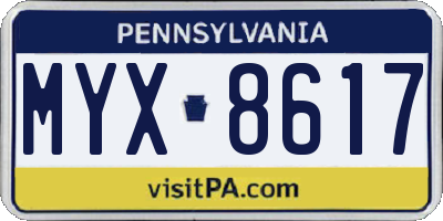PA license plate MYX8617