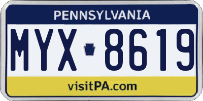 PA license plate MYX8619