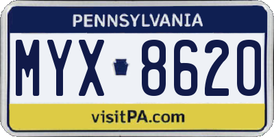 PA license plate MYX8620