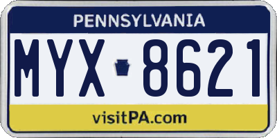 PA license plate MYX8621