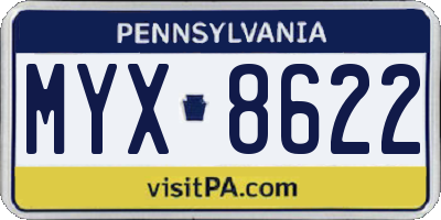 PA license plate MYX8622